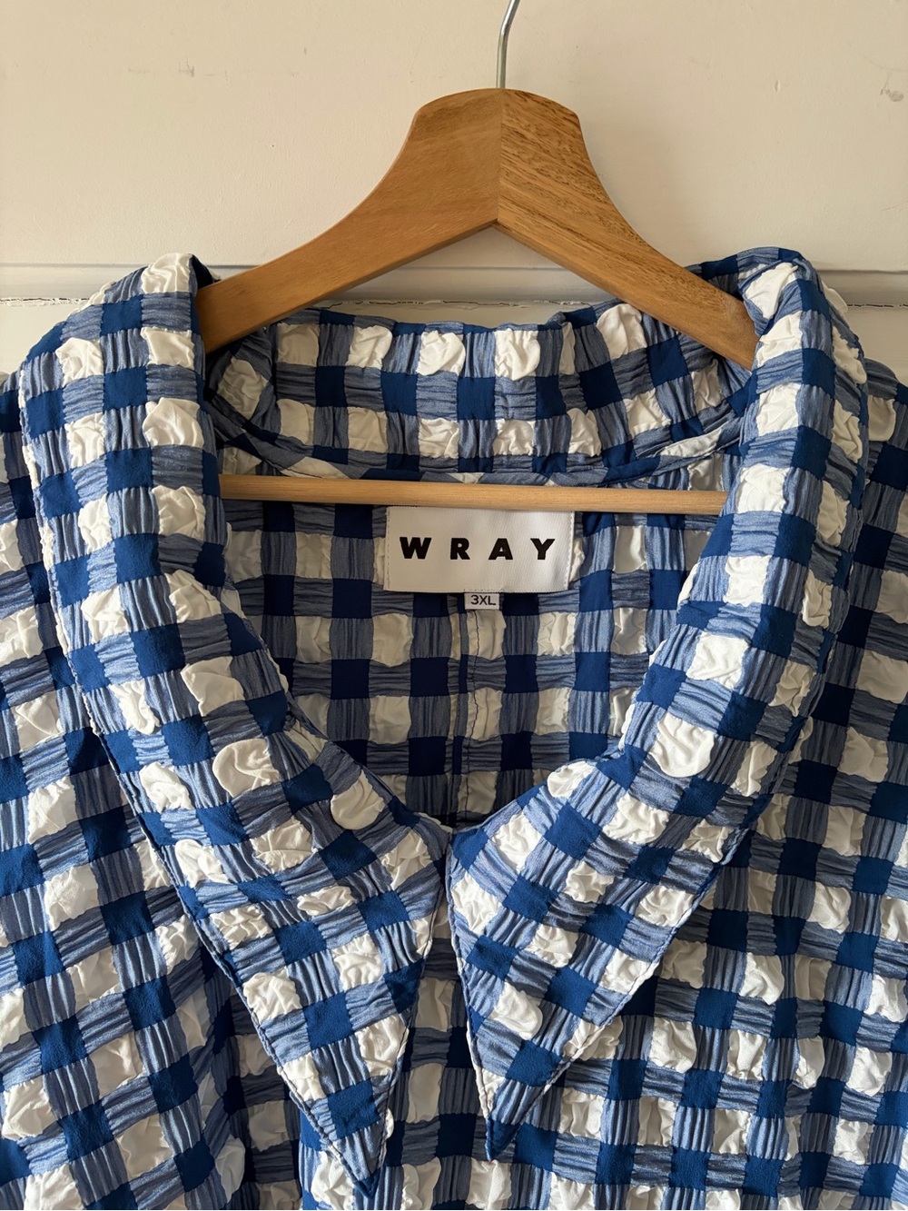 WRAY 3XL EUC Blue and White Gingham Sleeveless Dress - Picture 2 of 6
